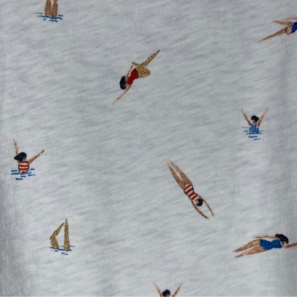 J CREW White Swimmers Tee with Glitter Accents - H7879 - Sz XS - Picture 7 of 13